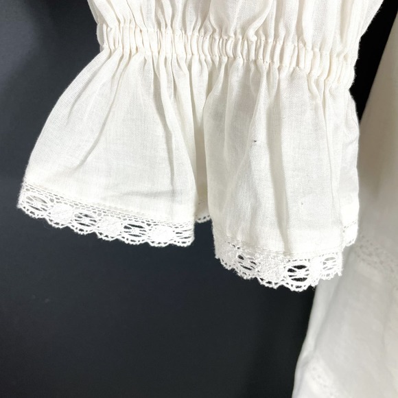 New Reformation Dunes Dress Cream Puff Long Sleeve Smocked Square Neck Mini Sz 4 - Picture 11 of 16